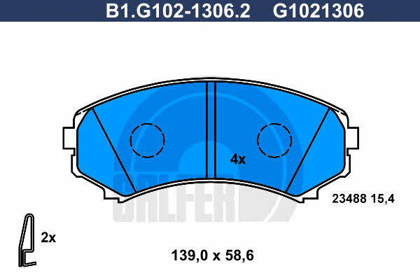 Galfer B1.G102-1306.2 Гальмівні колодки, комплект B1G10213062: Купити в Україні - Добра ціна на EXIST.UA!