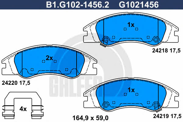 Galfer B1.G102-1456.2 Гальмівні колодки, комплект B1G10214562: Купити в Україні - Добра ціна на EXIST.UA!