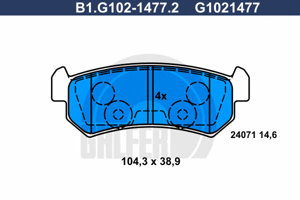 Galfer B1.G102-1477.2 Гальмівні колодки, комплект B1G10214772: Купити в Україні - Добра ціна на EXIST.UA!