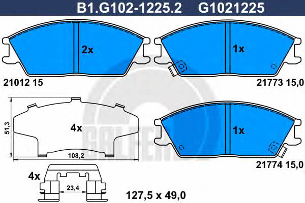 Galfer B1.G102-1225.2 Гальмівні колодки, комплект B1G10212252: Купити в Україні - Добра ціна на EXIST.UA!