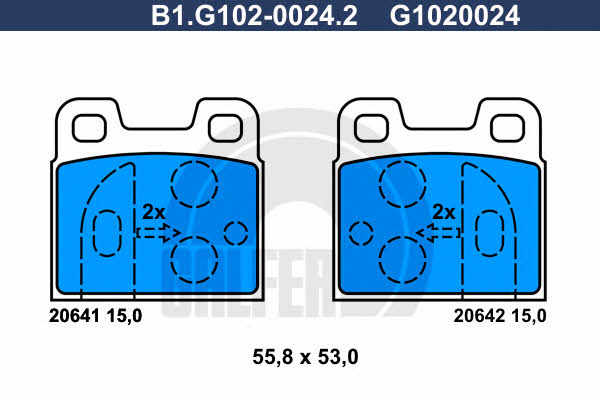 Galfer B1.G102-0024.2 Гальмівні колодки, комплект B1G10200242: Купити в Україні - Добра ціна на EXIST.UA!