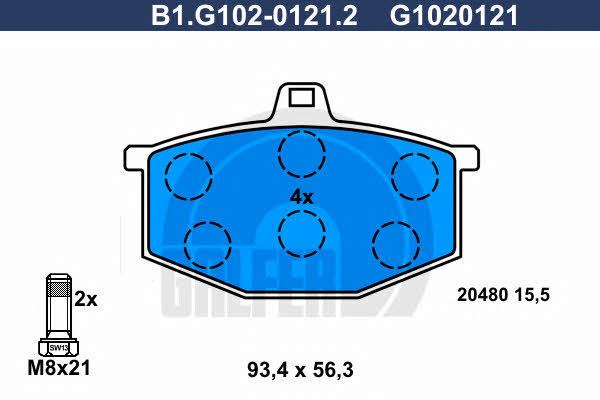Galfer B1.G102-0121.2 Гальмівні колодки, комплект B1G10201212: Купити в Україні - Добра ціна на EXIST.UA!