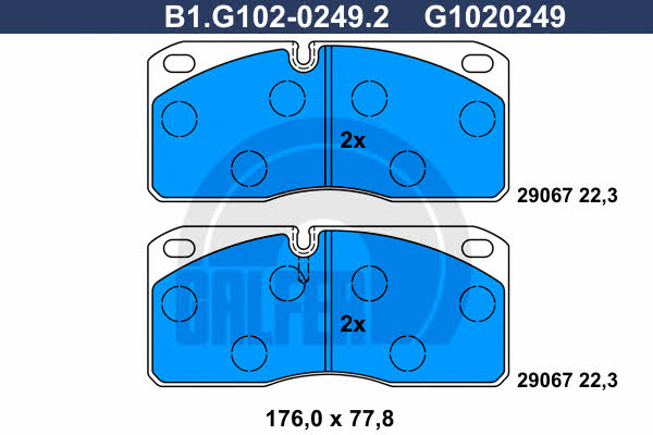 Galfer B1.G102-0249.2 Гальмівні колодки, комплект B1G10202492: Купити в Україні - Добра ціна на EXIST.UA!