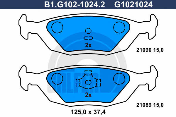 Galfer B1.G102-1024.2 Гальмівні колодки, комплект B1G10210242: Купити в Україні - Добра ціна на EXIST.UA!