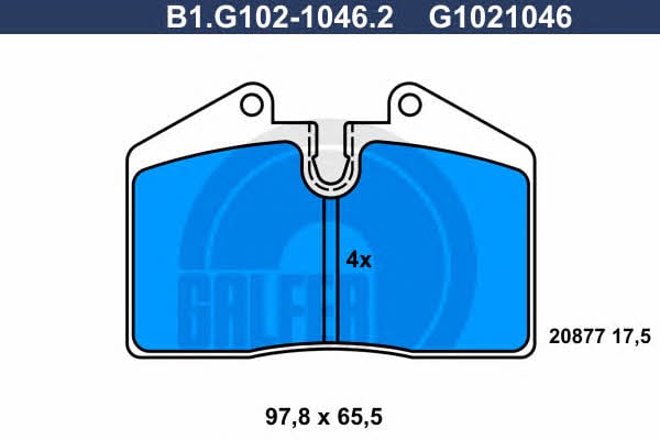 Galfer B1.G102-1046.2 Гальмівні колодки, комплект B1G10210462: Купити в Україні - Добра ціна на EXIST.UA!