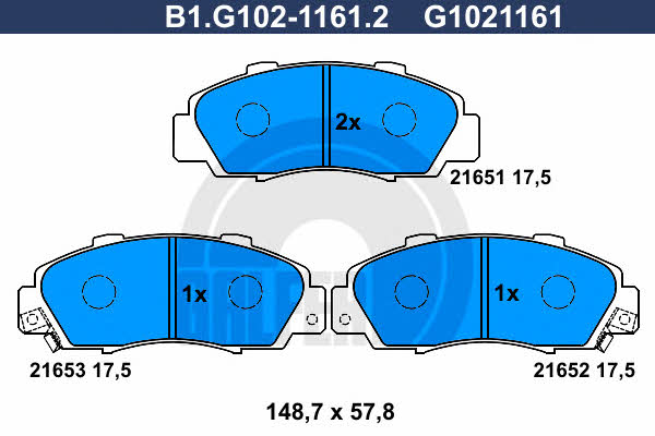 Galfer B1.G102-1161.2 Гальмівні колодки, комплект B1G10211612: Купити в Україні - Добра ціна на EXIST.UA!