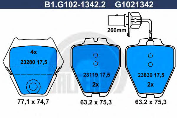 Galfer B1.G102-1342.2 Гальмівні колодки, комплект B1G10213422: Купити в Україні - Добра ціна на EXIST.UA!