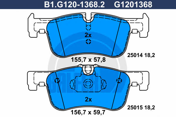 Galfer B1.G120-1368.2 Гальмівні колодки, комплект B1G12013682: Купити в Україні - Добра ціна на EXIST.UA!