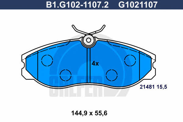 Galfer B1.G102-1107.2 Гальмівні колодки, комплект B1G10211072: Купити в Україні - Добра ціна на EXIST.UA!
