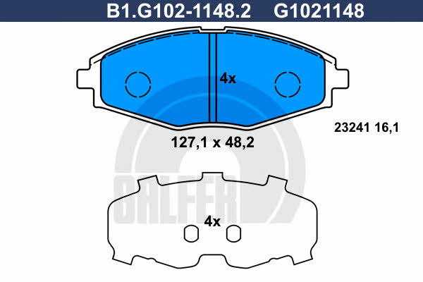Galfer B1.G102-1148.2 Гальмівні колодки, комплект B1G10211482: Купити в Україні - Добра ціна на EXIST.UA!