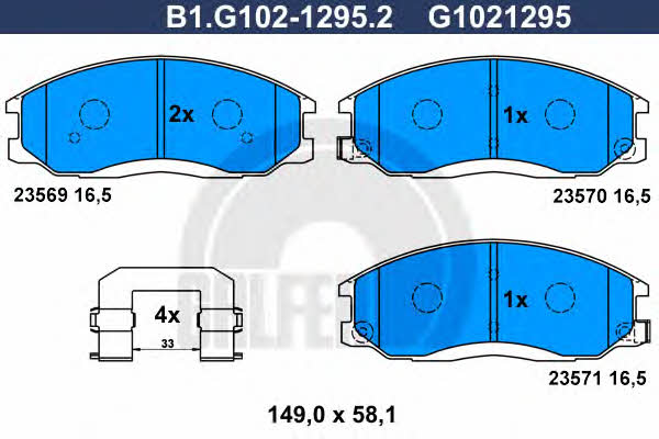 Galfer B1.G102-1295.2 Гальмівні колодки, комплект B1G10212952: Купити в Україні - Добра ціна на EXIST.UA!
