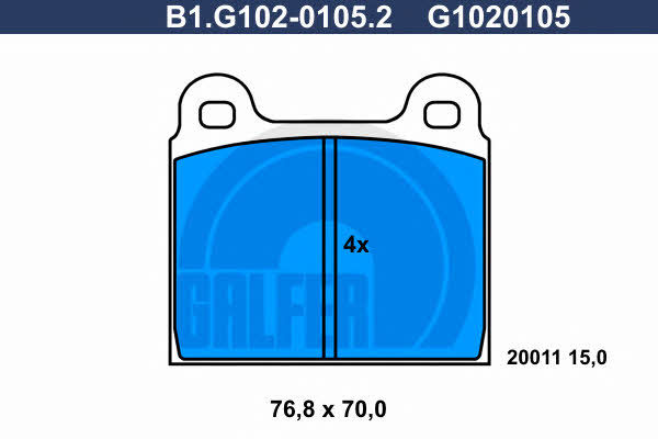 Galfer B1.G102-0105.2 Гальмівні колодки, комплект B1G10201052: Купити в Україні - Добра ціна на EXIST.UA!