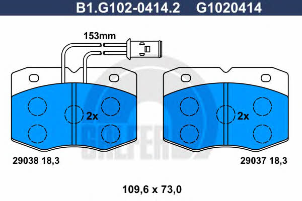 Galfer B1.G102-0414.2 Гальмівні колодки, комплект B1G10204142: Купити в Україні - Добра ціна на EXIST.UA!