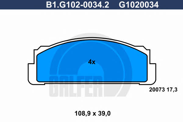 Galfer B1.G102-0034.2 Гальмівні колодки, комплект B1G10200342: Купити в Україні - Добра ціна на EXIST.UA!
