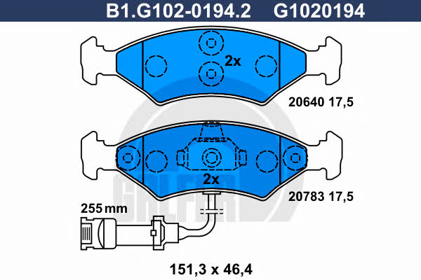 Galfer B1.G102-0194.2 Гальмівні колодки, комплект B1G10201942: Купити в Україні - Добра ціна на EXIST.UA!
