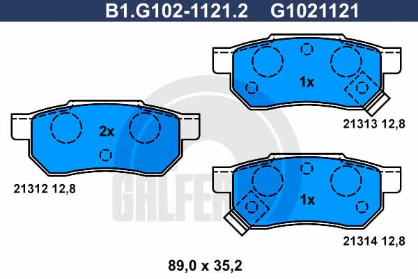 Galfer B1.G102-1121.2 Гальмівні колодки, комплект B1G10211212: Купити в Україні - Добра ціна на EXIST.UA!