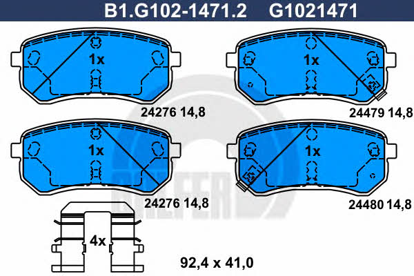 Galfer B1.G102-1471.2 Гальмівні колодки, комплект B1G10214712: Купити в Україні - Добра ціна на EXIST.UA!