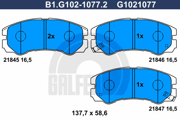 Galfer B1.G102-1077.2 Гальмівні колодки, комплект B1G10210772: Купити в Україні - Добра ціна на EXIST.UA!
