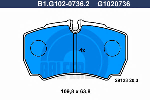 Galfer B1.G102-0736.2 Гальмівні колодки, комплект B1G10207362: Купити в Україні - Добра ціна на EXIST.UA!