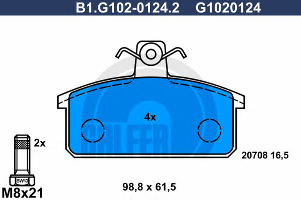 Galfer B1.G102-0124.2 Гальмівні колодки, комплект B1G10201242: Купити в Україні - Добра ціна на EXIST.UA!