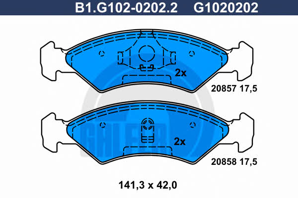 Galfer B1.G102-0202.2 Гальмівні колодки, комплект B1G10202022: Купити в Україні - Добра ціна на EXIST.UA!