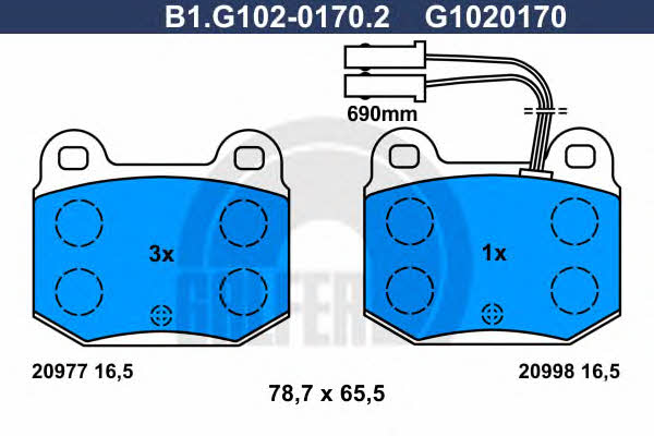 Galfer B1.G102-0170.2 Гальмівні колодки, комплект B1G10201702: Купити в Україні - Добра ціна на EXIST.UA!