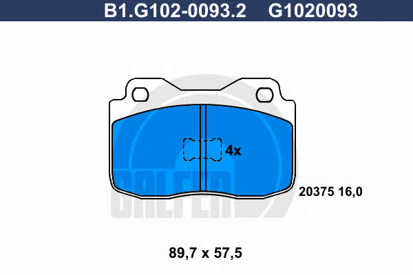 Galfer B1.G102-0093.2 Гальмівні колодки, комплект B1G10200932: Купити в Україні - Добра ціна на EXIST.UA!
