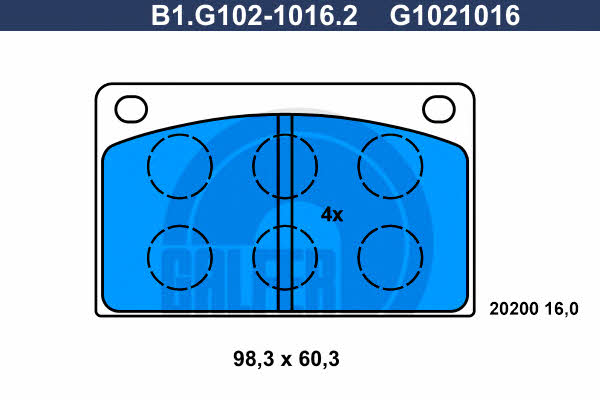 Galfer B1.G102-1016.2 Гальмівні колодки, комплект B1G10210162: Купити в Україні - Добра ціна на EXIST.UA!