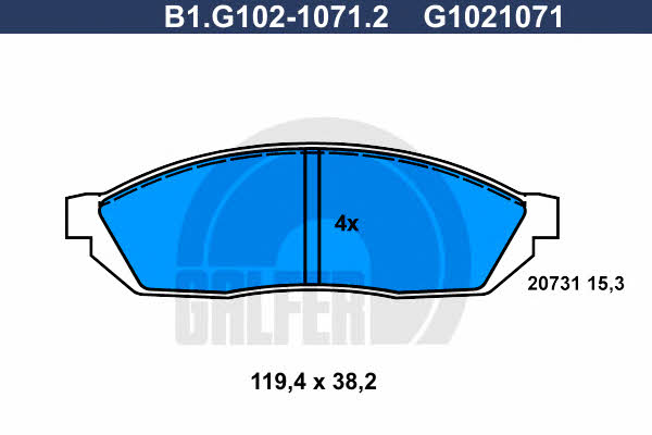 Galfer B1.G102-1071.2 Гальмівні колодки, комплект B1G10210712: Купити в Україні - Добра ціна на EXIST.UA!