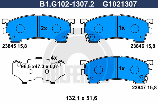 Galfer B1.G102-1307.2 Гальмівні колодки, комплект B1G10213072: Купити в Україні - Добра ціна на EXIST.UA!