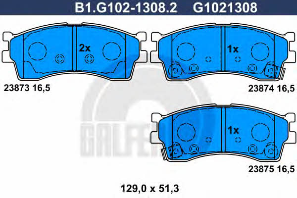 Galfer B1.G102-1308.2 Гальмівні колодки, комплект B1G10213082: Приваблива ціна - Купити в Україні на EXIST.UA!