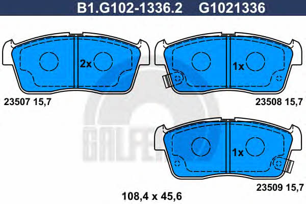 Galfer B1.G102-1336.2 Гальмівні колодки, комплект B1G10213362: Купити в Україні - Добра ціна на EXIST.UA!