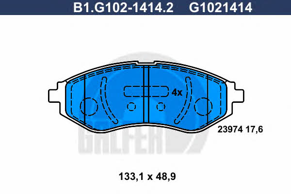 Galfer B1.G102-1414.2 Гальмівні колодки, комплект B1G10214142: Купити в Україні - Добра ціна на EXIST.UA!