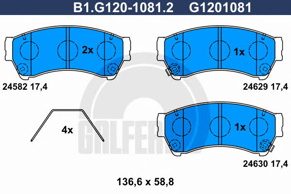 Galfer B1.G120-1081.2 Гальмівні колодки, комплект B1G12010812: Купити в Україні - Добра ціна на EXIST.UA!