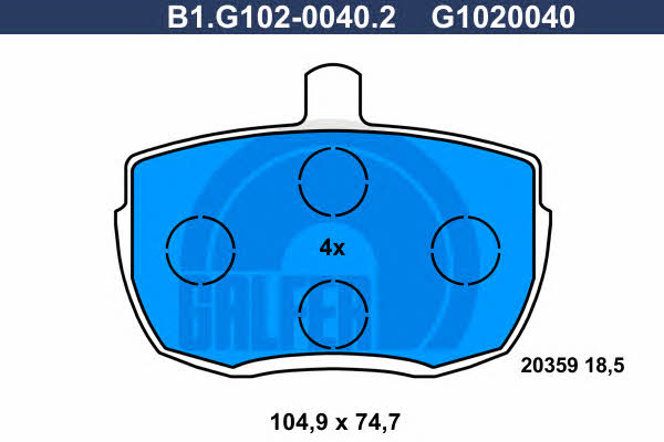 Galfer B1.G102-0040.2 Гальмівні колодки, комплект B1G10200402: Купити в Україні - Добра ціна на EXIST.UA!