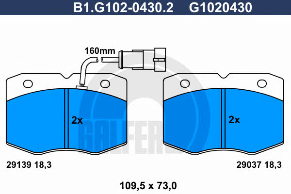 Galfer B1.G102-0430.2 Гальмівні колодки, комплект B1G10204302: Купити в Україні - Добра ціна на EXIST.UA!
