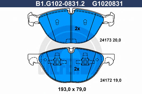 Galfer B1.G102-0831.2 Гальмівні колодки, комплект B1G10208312: Купити в Україні - Добра ціна на EXIST.UA!