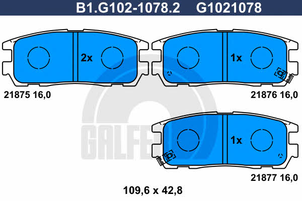 Galfer B1.G102-1078.2 Гальмівні колодки, комплект B1G10210782: Приваблива ціна - Купити в Україні на EXIST.UA!
