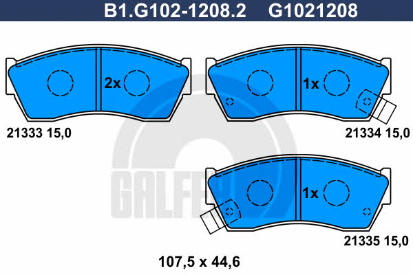 Galfer B1.G102-1208.2 Гальмівні колодки, комплект B1G10212082: Купити в Україні - Добра ціна на EXIST.UA!