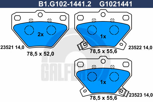 Galfer B1.G102-1441.2 Гальмівні колодки, комплект B1G10214412: Купити в Україні - Добра ціна на EXIST.UA!