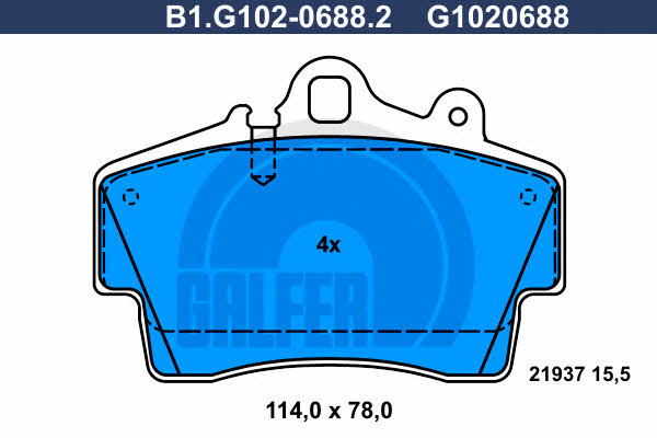 Galfer B1.G102-0688.2 Гальмівні колодки, комплект B1G10206882: Купити в Україні - Добра ціна на EXIST.UA!
