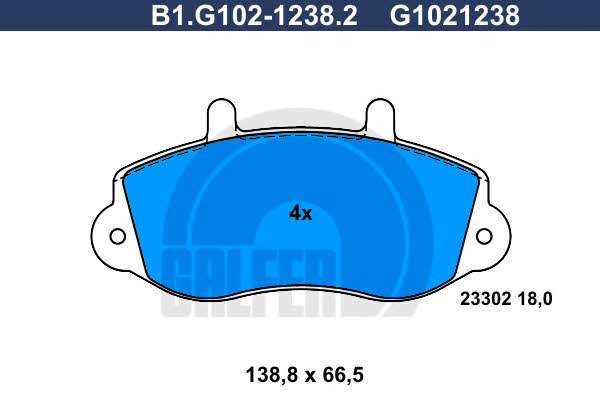 Galfer B1.G102-1238.2 Гальмівні колодки, комплект B1G10212382: Купити в Україні - Добра ціна на EXIST.UA!