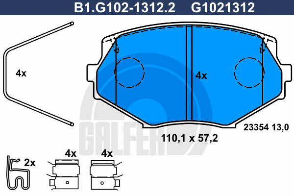 Galfer B1.G102-1312.2 Гальмівні колодки, комплект B1G10213122: Купити в Україні - Добра ціна на EXIST.UA!