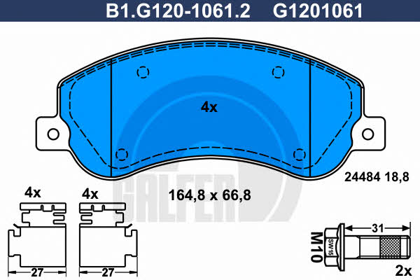 Galfer B1.G120-1061.2 Гальмівні колодки, комплект B1G12010612: Купити в Україні - Добра ціна на EXIST.UA!