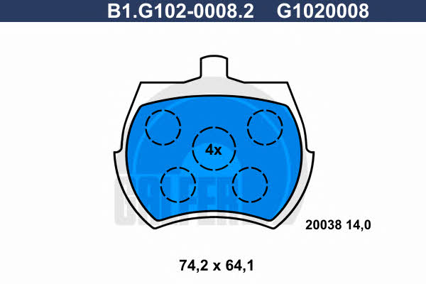 Galfer B1.G102-0008.2 Гальмівні колодки, комплект B1G10200082: Купити в Україні - Добра ціна на EXIST.UA!