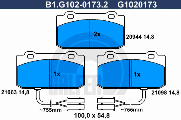 Galfer B1.G102-0173.2 Гальмівні колодки, комплект B1G10201732: Купити в Україні - Добра ціна на EXIST.UA!
