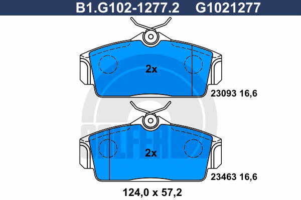 Galfer B1.G102-1277.2 Гальмівні колодки, комплект B1G10212772: Купити в Україні - Добра ціна на EXIST.UA!