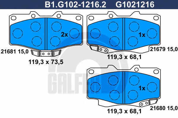 Galfer B1.G102-1216.2 Гальмівні колодки, комплект B1G10212162: Купити в Україні - Добра ціна на EXIST.UA!