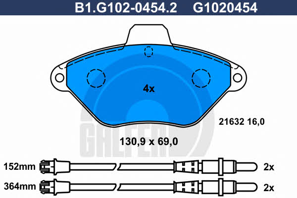 Galfer B1.G102-0454.2 Гальмівні колодки, комплект B1G10204542: Купити в Україні - Добра ціна на EXIST.UA!