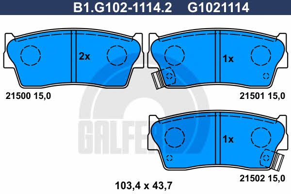 Galfer B1.G102-1114.2 Гальмівні колодки, комплект B1G10211142: Купити в Україні - Добра ціна на EXIST.UA!